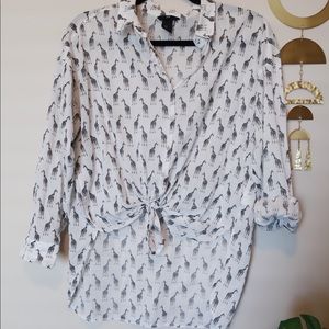 Giraffe Print Button Up Shirt